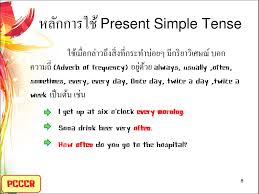 present simple ตัวอย่างประโยค