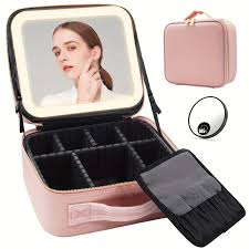 travel makeup bag with mirror of led