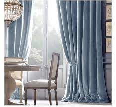 Pair Of Baby Blue Velvet Curtains