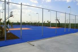 outdoor basketball courts with lighting