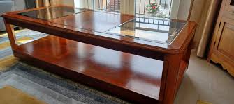 Solid Wood Glass Panels Coffee Table
