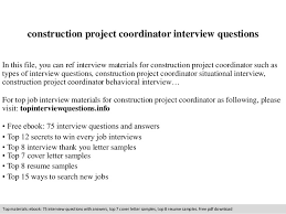Construction Project Coordinator Interview Questions