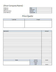 Price Quote Template Microsoft Excel Spreadsheet