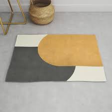 halfmoon colorblock gold charcoal rug