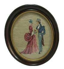 antique framed victorian couple cross