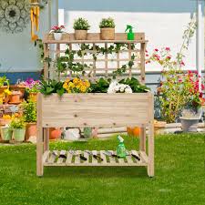 Wooden Raised Garden Bed With Wheels
