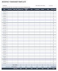 free monthly timesheet time card