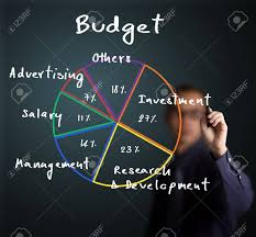 Business Man Writing Budget Allocation Pie Chart