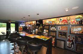 Man Cave Sports Bar Basement