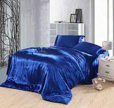 royal blue bedding set silk fitted bed