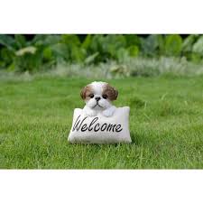 White Shih Tzu With Welcome Sign