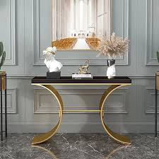 Black Narrow Console Table With Wood
