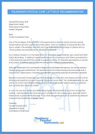Letter Of Recommendation For Medical Fellowship Lor Sample