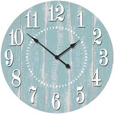 Blue Wood Accent Wall Clock 14