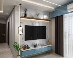 Tv Unit Design With Marble Wall Panels