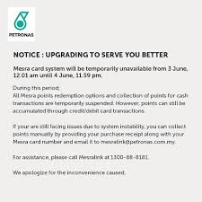 Redeem your petronas mesra points here, from more than 81 brands. Petronas Brands Notice Upgrading Of Mesra Card System Facebook