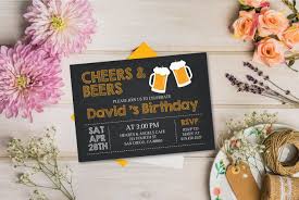 Cheers Beers Birthday Party Invitation Gold And Black Birthday