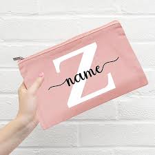 personalized name women makeup bag pink
