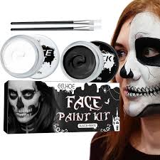 skwtlv halloween face paint black and white body painting kit makeup set for party cosplay clown skull ghost