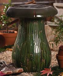 Green Brown Ceramic Mushroom Stool