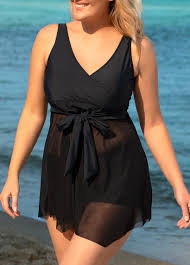 Bowknot Front Plus Size Swimdress And Shorts Modlily Com Usd 27 79