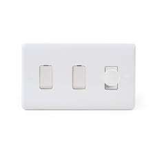 But if your dimmer light switch is getting very hot, the problem is likely that… your dimmer switch is overloaded. Lieber White Plastic 3 Gang Light Switch With 1 Dimmer 2x 2 Way Switch 250w Trailing Dimmer Elesi