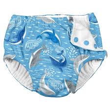 I Play Unisex Reusable Absorbent Baby Swim Diapers Swimming Suit Bottom No Other Diaper Necessary Blue Dolphin 6 Months