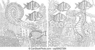 Pictures of underwater plants coloring pages and many more. Underwater Creatures Coloring Pages Tropical Fishes Nautilus Seahorse Underwater Plants Coloring Pages Canstock