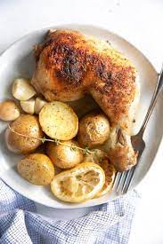 oven roasted en legs with potatoes