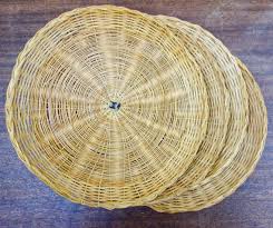 Set Of 4 Vintage Woven Rattan Paper