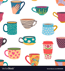 coffee mug seamless pattern trendy hand