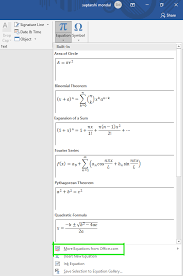 Insert Equations In A Ms Word Document