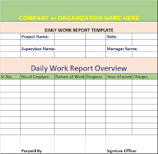 daily work report template free