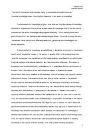 Theory of Knowledge  ToK Essay Prescribed Title  May        Question   Sample Essay