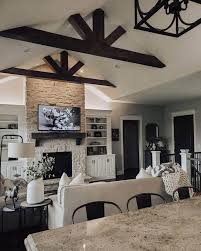 28 wood beams in living room for