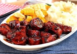 smoked sausage with barbecue sauce
