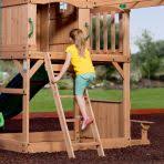 Maximum children recommended is 9. Backyard Discovery Montpelier Cedar Wooden Swing Set