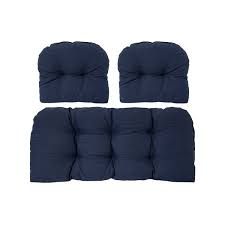 3 Piece Blue Patio Loveseat Cushion