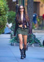 cargo mini skirt and western boots