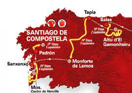Así es la ruta de La Vuelta 2021, con las tres etapas finales acabando en  Monforte, Mos y Santiago (vídeo)