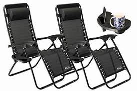 This zero gravity chair is pure sophistication. Sunmer Set Of 2 Sun Lounger Garden Chairs With Cup And Phone Holder Deck Folding Recliner Zero Gravity Outdoor Chair Black