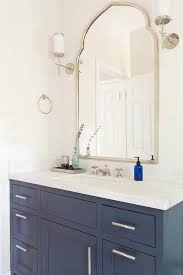 Bathroom mirror fits standard 24 to 30 cabinet parisian silver 20 x26 by amanti art 3. Blue Bath Vanity With Uttermost Kenitra Arch Wall Mirror Transitional Bathroom
