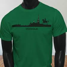 Details About Stockholm Skyline Tshirt Stockholm Vintage Sweden Mens Green T Shirt