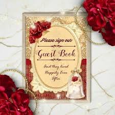 Beauty The Beast Guest Book Wedding Sign Red Rose Decoration Fairytale Sign Ebay