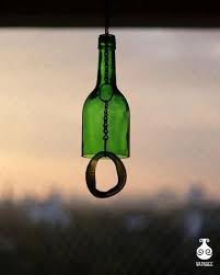 Green Upcycled Wine Bottle Windchime