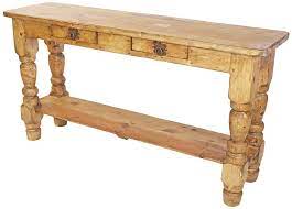 Rustic Pine Turned Leg Sofa Table With