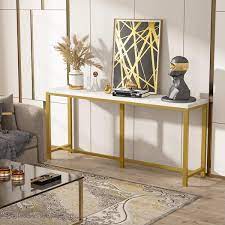 White Wood Long Console Table