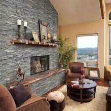 diy stacked stone fireplaces on a budget