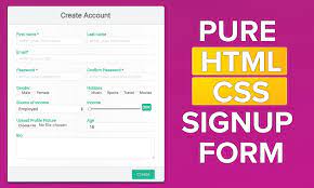 registration form using html css
