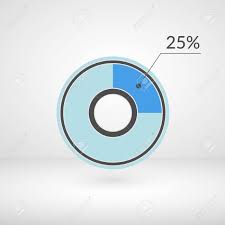 25 Percent Pie Chart Isolated Symbol Percentage Vector Infographics